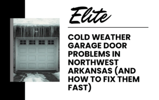 Elite Garage Door Services of Northwest ArkansasA residential garage door covered in icicles highlights cold weather issues in Northwest Arkansas. The image is related to reliable garage door repair services in the area.