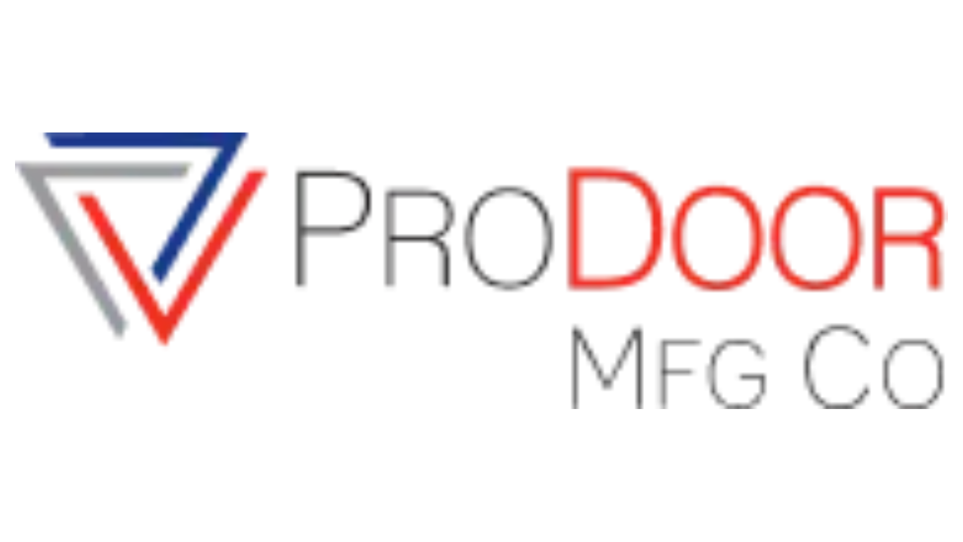 Elite Garage Door Services of Northwest ArkansasLogo for ProDoor MFG Co featuring stylized overlapping triangles in blue, red, and gray. Perfect for businesses offering professional garage door service in Northwest Arkansas.